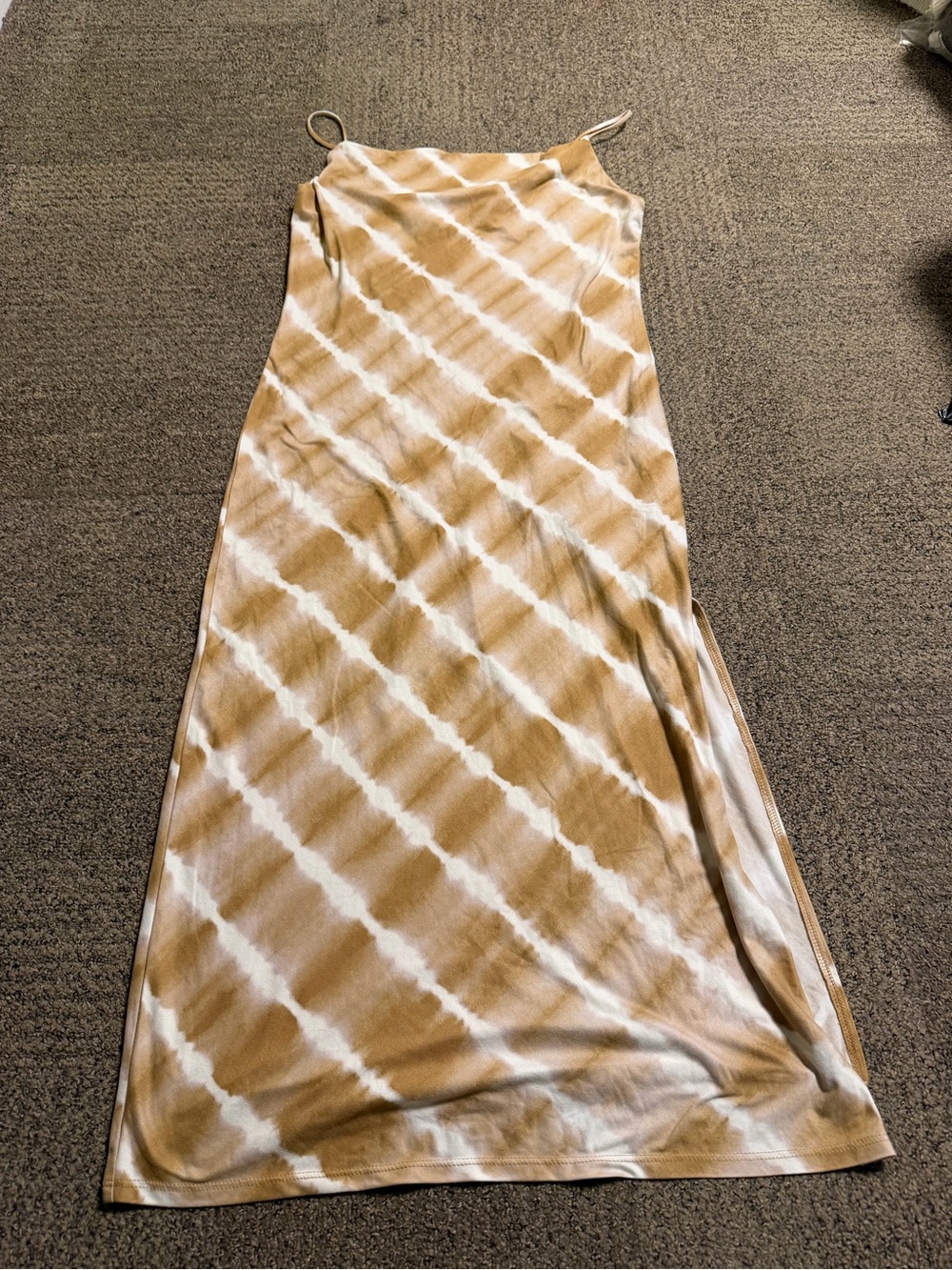 Guess Caramel and White Tie-Dye Slip Dress